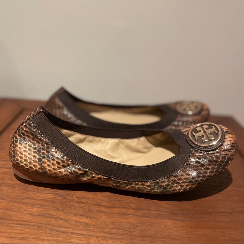 TORY BURCH Snakeskin Leather Ballet Flats (sz 10)